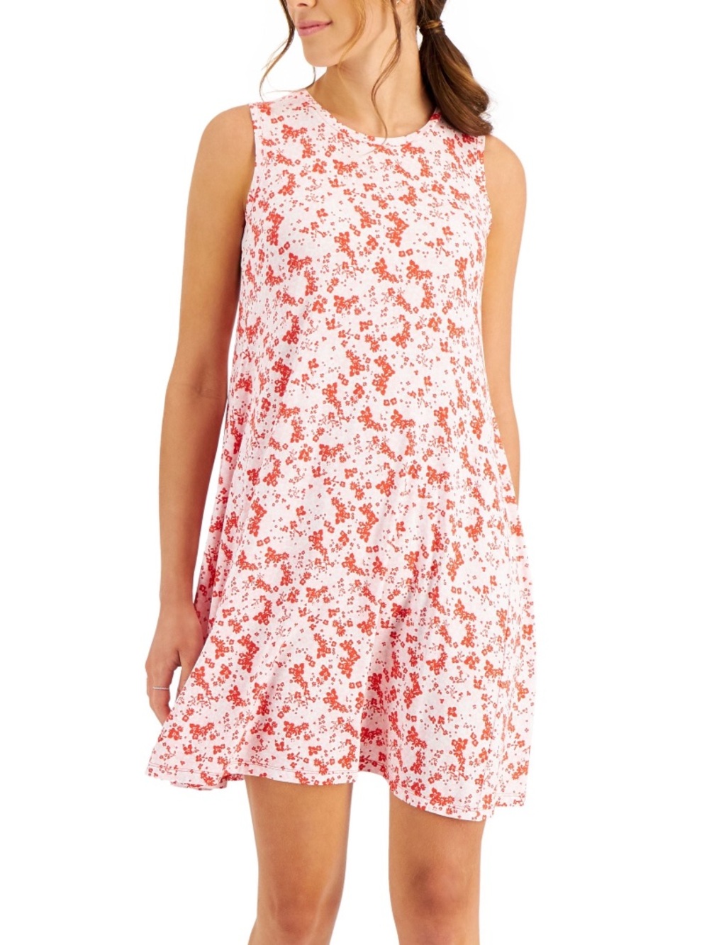 Style and Co. NWT Pink Red Floral Cherry Bliss Flip Flop Sleeveless Dress